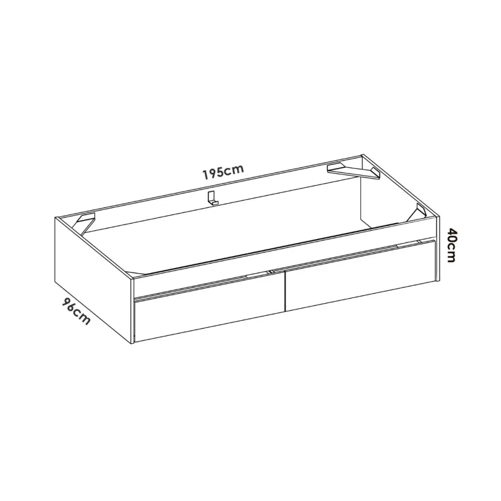 Aro de cama Lago con 2 cajones 40x96x195 cm