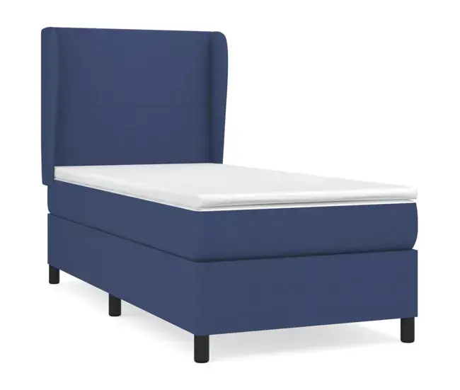 Cama box spring con colchón tela gris obvio 90x200 cm Diseño plano