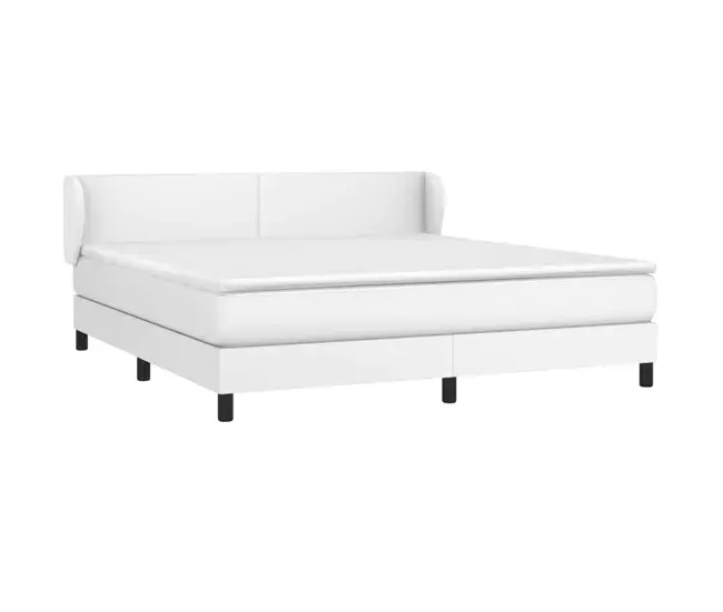 Certificado Antialérgico Cama box spring con colchón cuero sintético blanco 180x200 cm Diseño plano