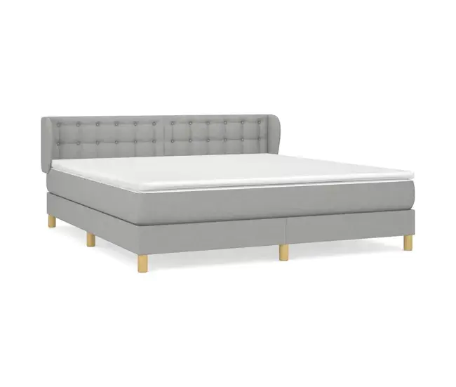 Inflable de Doble Capa Cama box spring con colchón tela negro 160x200 cm Botones