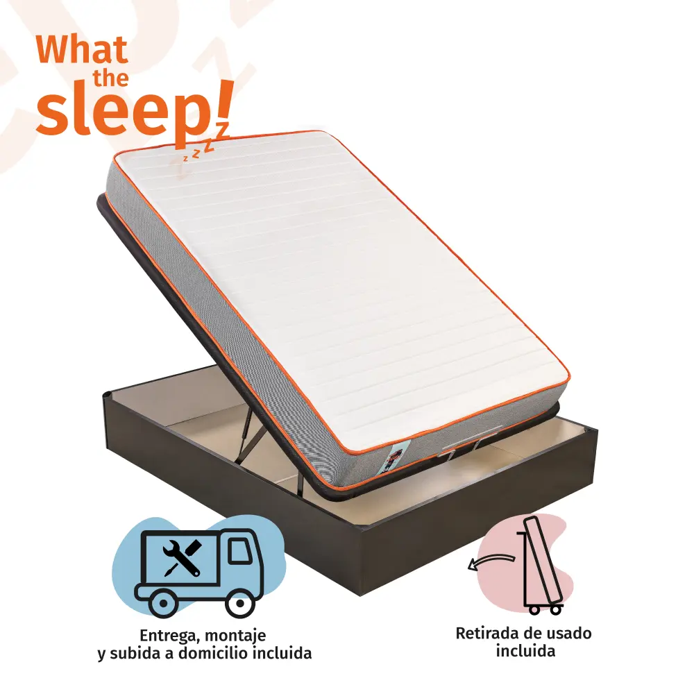 Pack colchón hr con visco y canapé negro, 135x190cm|what sleep en Altura Extra