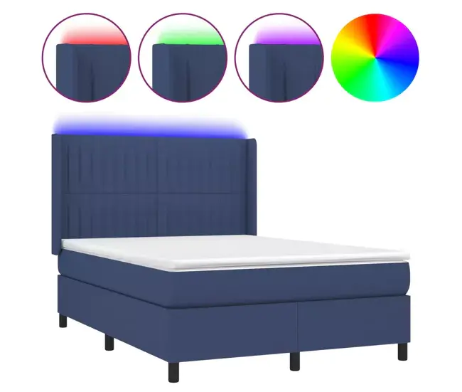 Premium de Alta Durabilidad Cama box spring colchón y luces LED tela negro 140x190 cm Rayas verticales