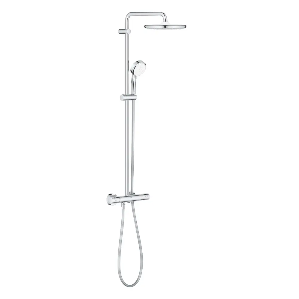 Columna de ducha redonda cromo con termostato tempesta system 260 de grohe