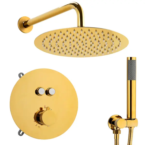 Conjunto de ducha empotrado, dorado
