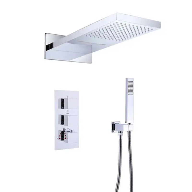 Conjunto de ducha empotrado termostático, cromo