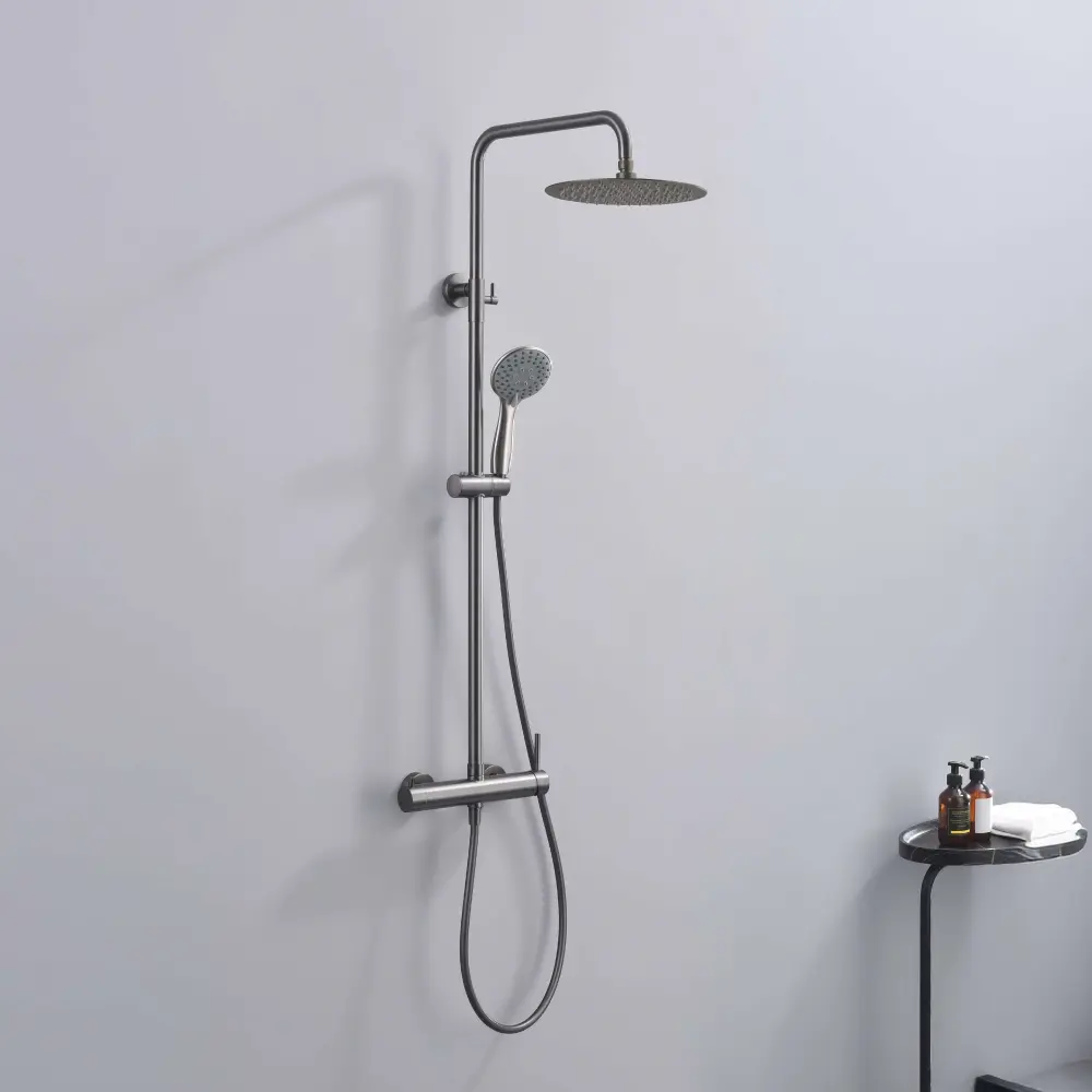 Columna de ducha monomando sky bath black gun metal inox s304 serie rock