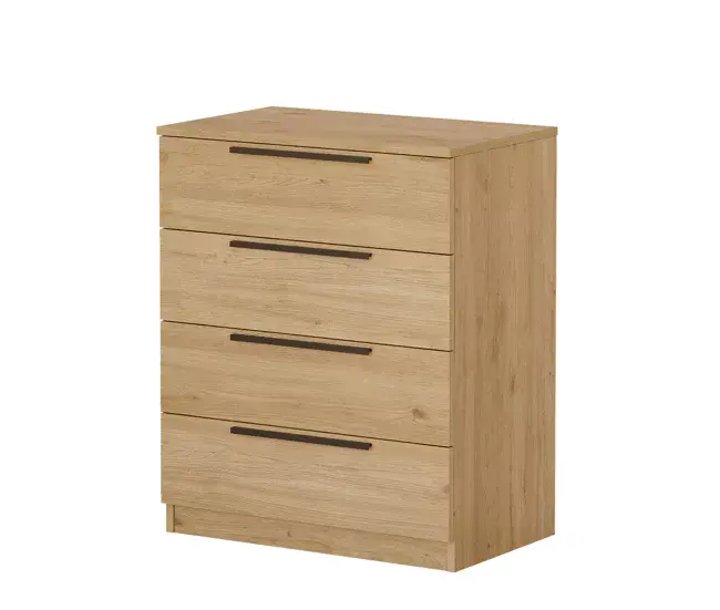 Cajonera LOREL, de color madera natural, de estilo actual, mide 88x72x42 cm y tiene 4 cajones