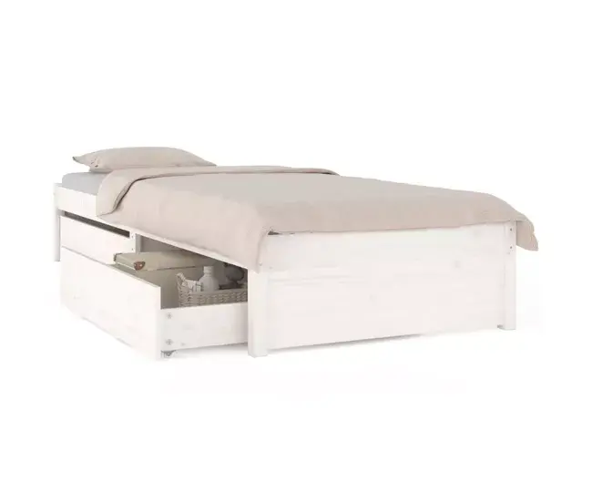 Cama con Cabecera Estructura de cama con cajones blanco 90x200 cm