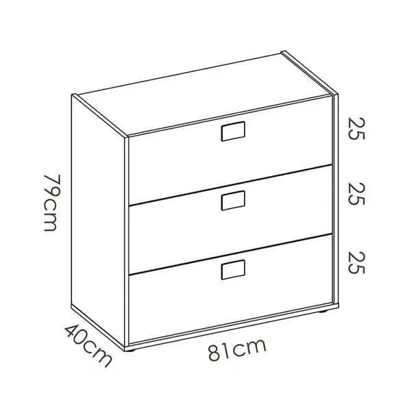 Cómoda Chic 3 cajones blanco/océano 79x81x40 cm con Cajones con Correderas Suaves