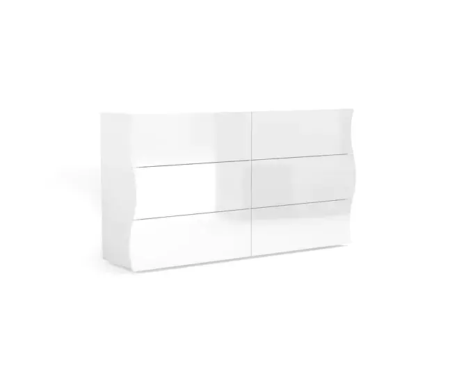 Premium de Madera Maciza Cómoda Dmonz, Cómoda de 6 cajones, Cómoda para dormitorio, 100% Made Italy, Blanco brillo, 155...
