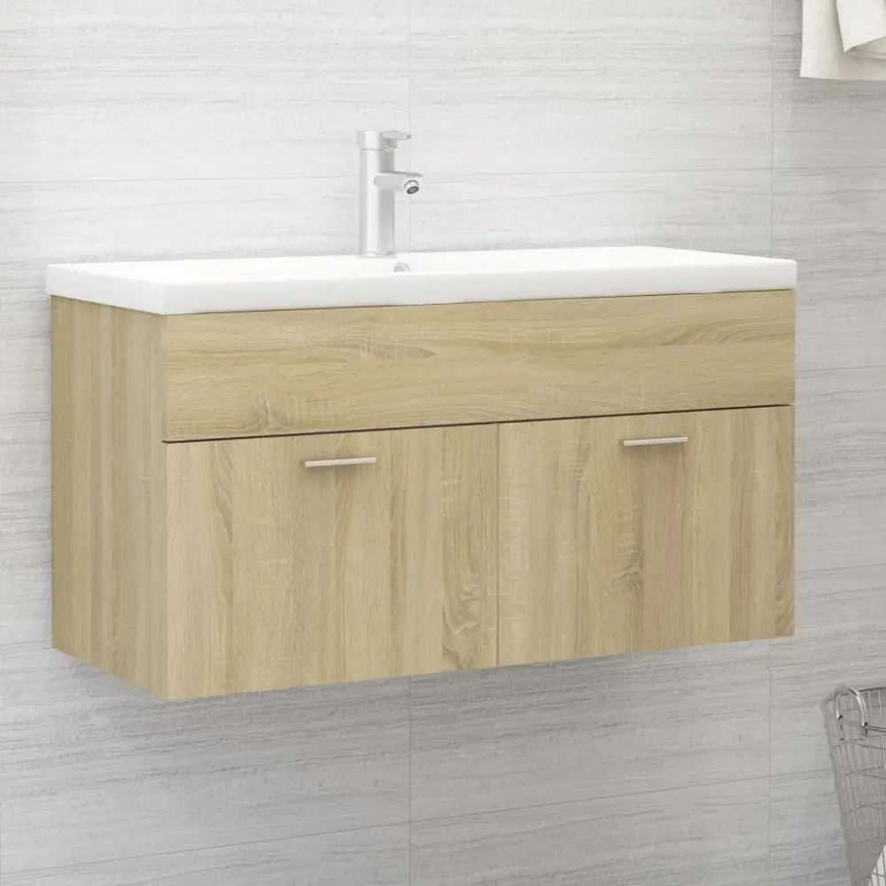 Armario para lavabo contrachapada color roble 90x38,5x46 cm es9880