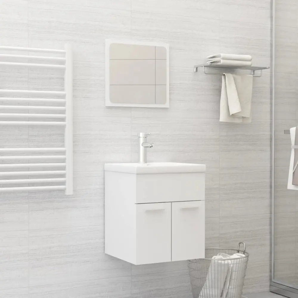Conjunto de muebles de baño 2 pzas madera contrachapada blanco