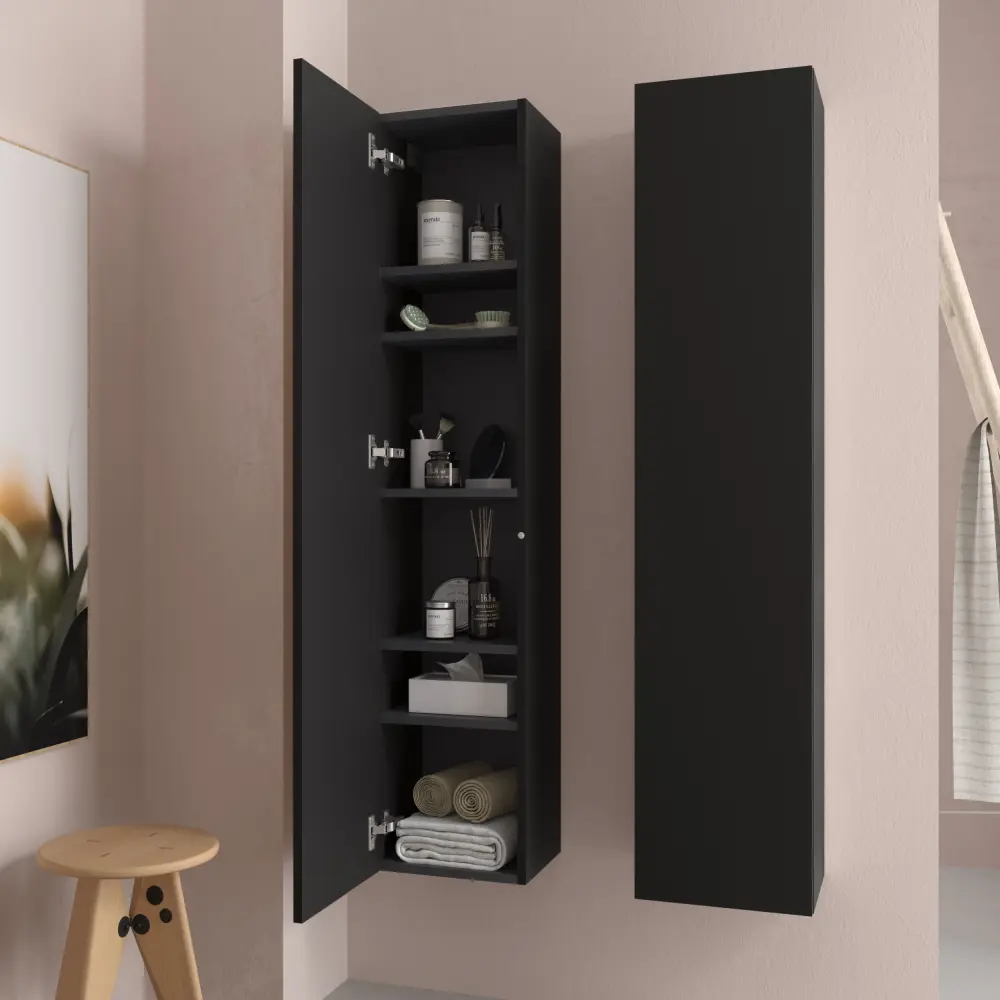 Columna de baño suspendida bequia negro mate 140 x 30 cm Salgar