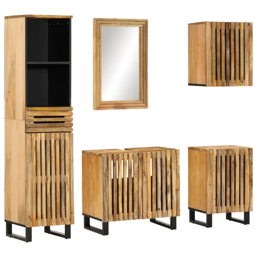 Uso juegos de muebles de baño 5 pzas madera maciza de mango rugosa