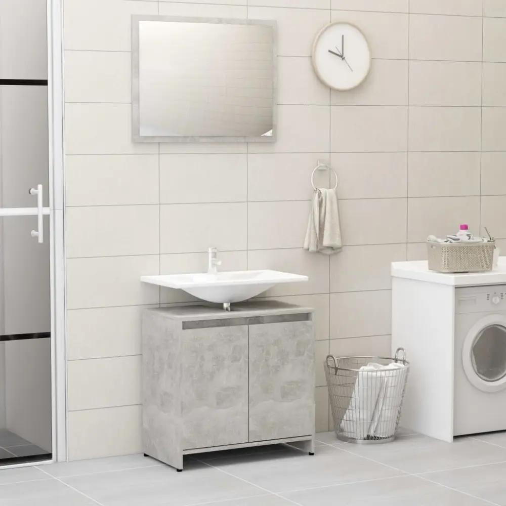 vidaXL conjunto de muebles de baño madera contrachapada gris hormigón