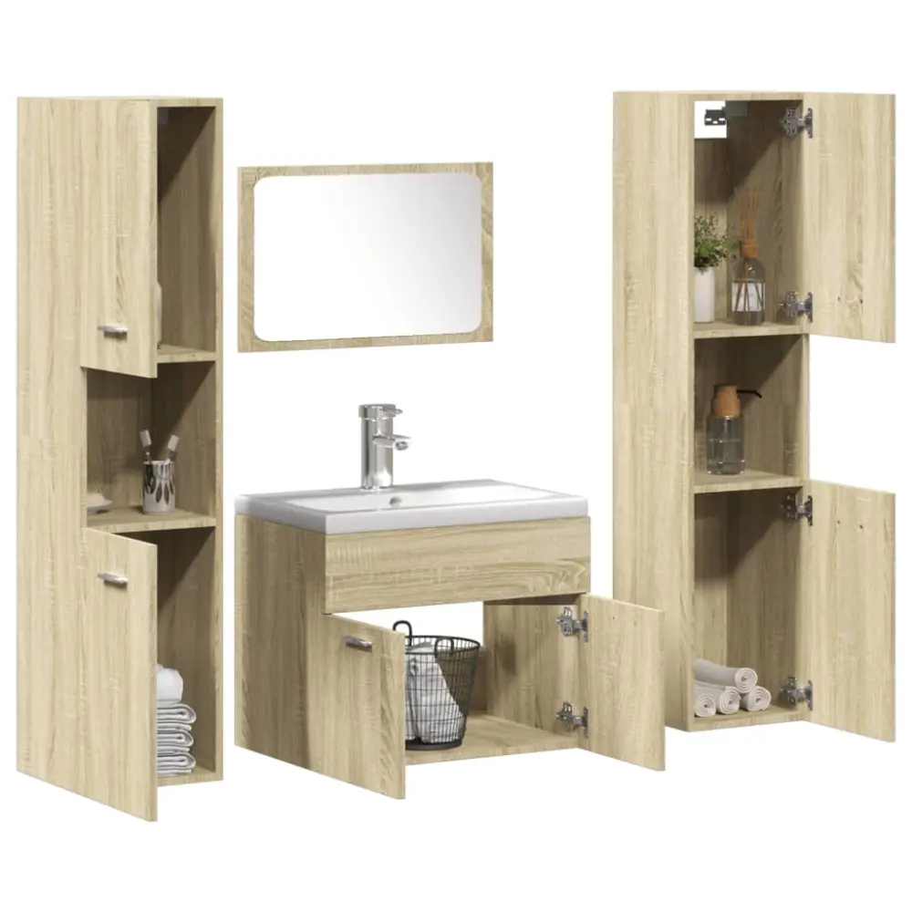 vidaXL juego de muebles de baño 5 pzas madera ingenierí roble sonoma