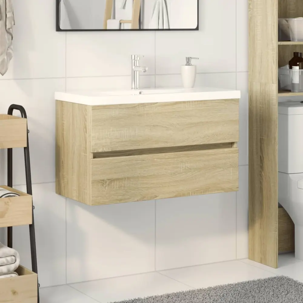 vidaXL set de mueble de baño 2 piezas cerámica y madera de ingenierí