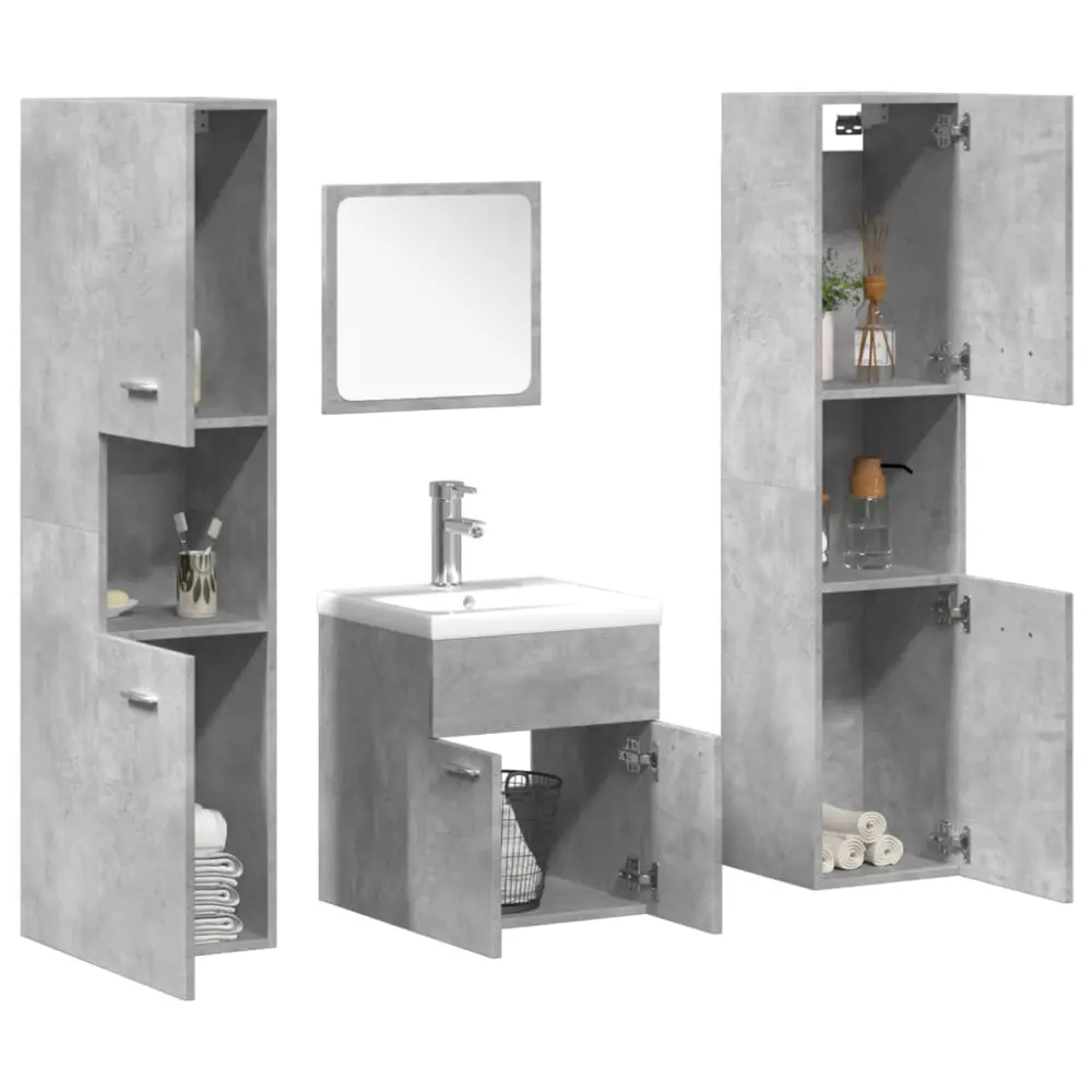 vidaXL set muebles de baño 5 piezas madera ingenierí gris hormigón