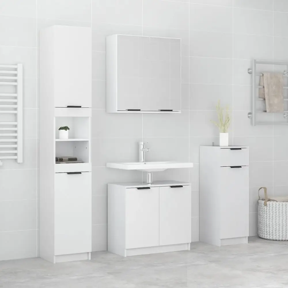 vidaXL set muebles de baño 4 piezas madera contrachapada blanco brillo