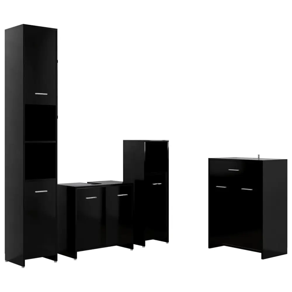 vidaXL juego de muebles de baño 4 piezas negro