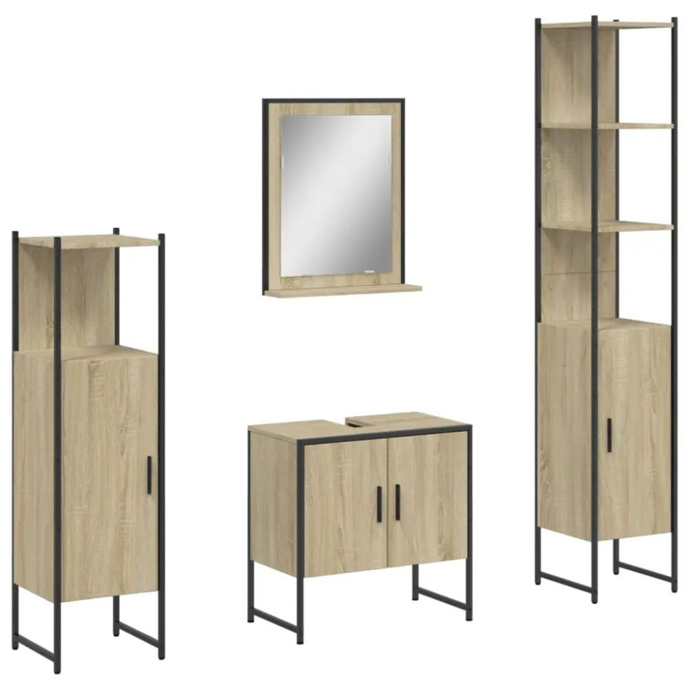 vidaXL juego de muebles de baño 4 pzas madera ingenierí roble sonoma