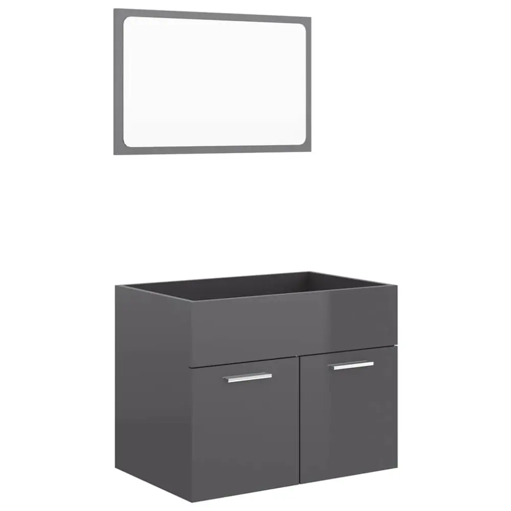 vidaXL set muebles de baño 2 piezas madera contrachapada gris brillo