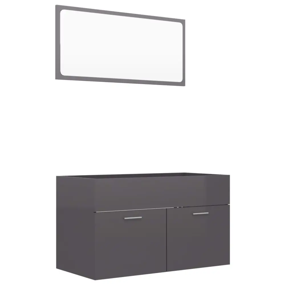 vidaXL set muebles de baño 2 piezas madera contrachapada gris brillo