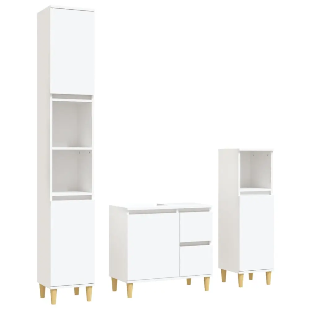 vidaXL set de muebles de baño 3 piezas madera contrachapada blanco