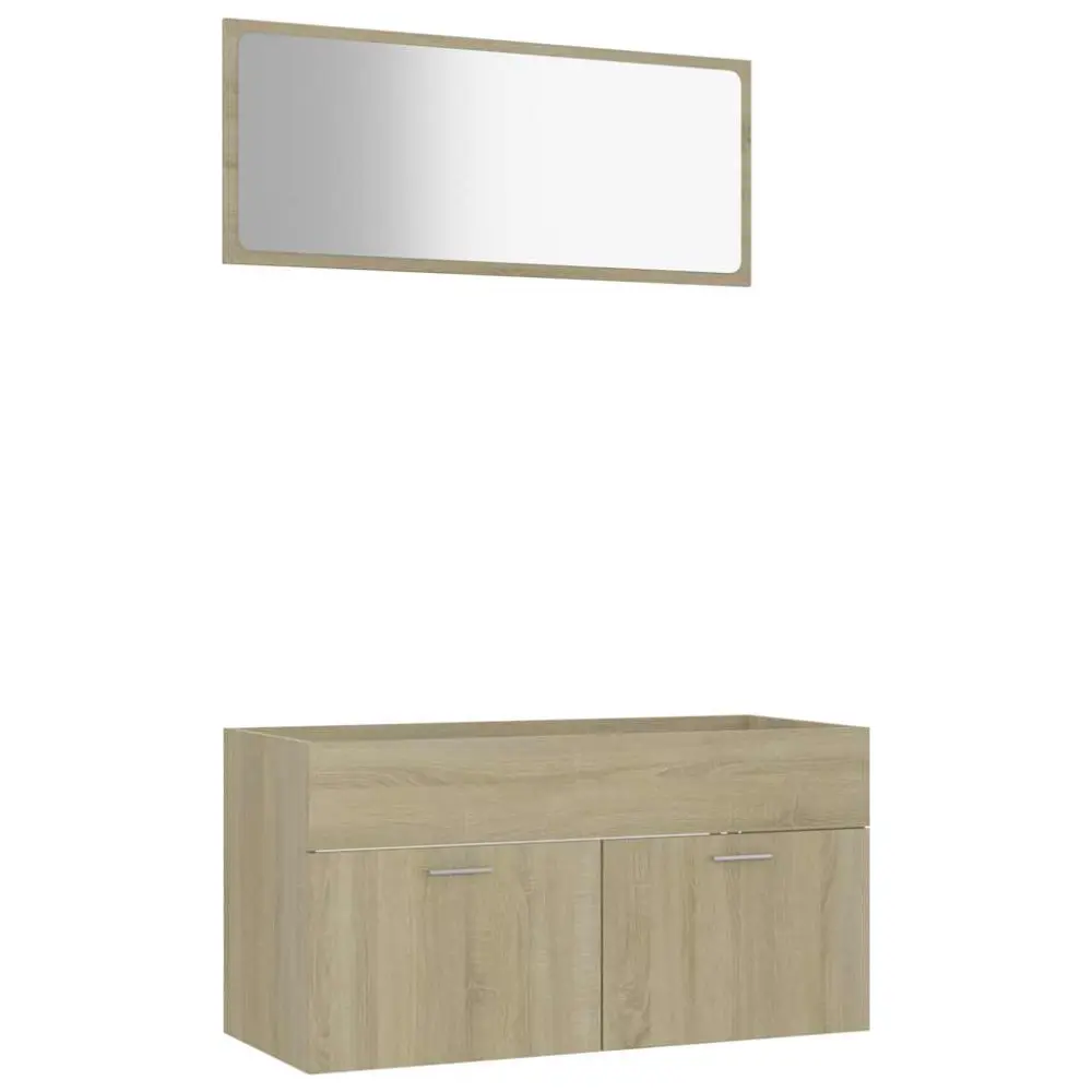 vidaXL set de muebles de baño 2 pzas contrachapada color roble sonoma