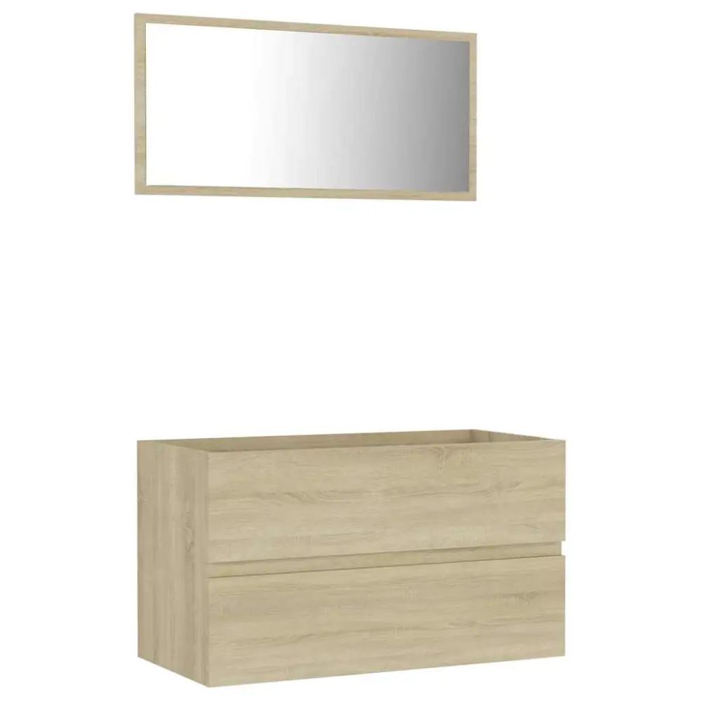 vidaXL set de muebles de baño 2 pzas contrachapada roble sonoma