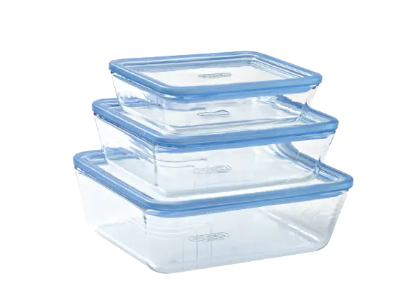 Zero Plastic - Juego de 3 latas de conservas con tapa rectangular de cristal