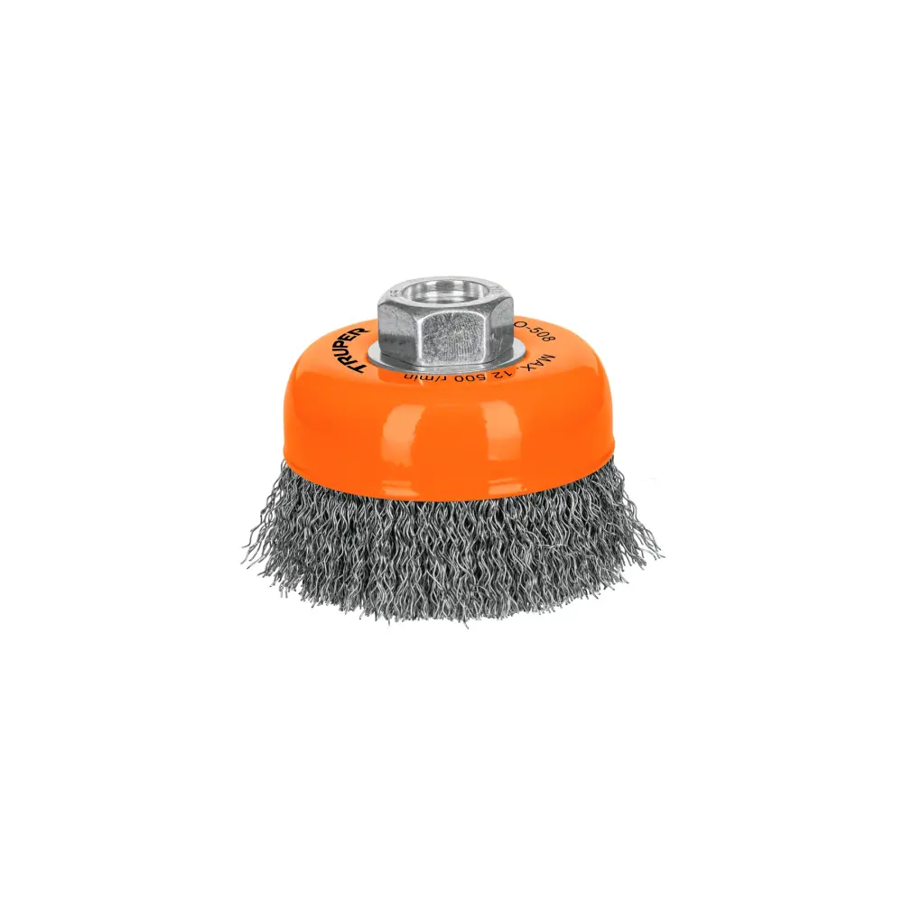Carda Copa 3' Alambre Ondulado Refinado, Eje 5/8'-11, Truper 14182