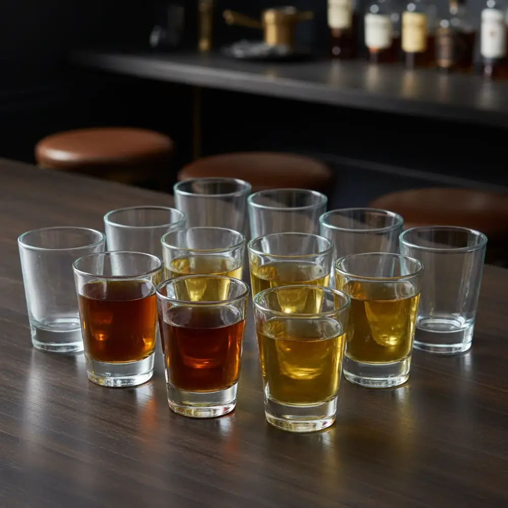 Set de 12 Vasos Tequileros Chupito Whisky Vidrio 3.5x4.5cm