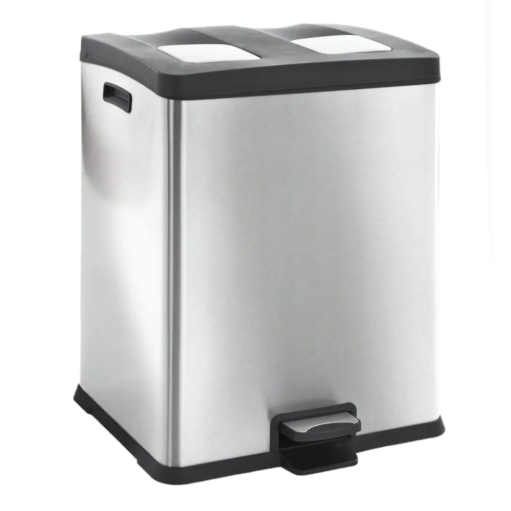 Eko cubo de basura de pedal rejoice 2x30 l plateado mate | Resistente Olores y Manchas