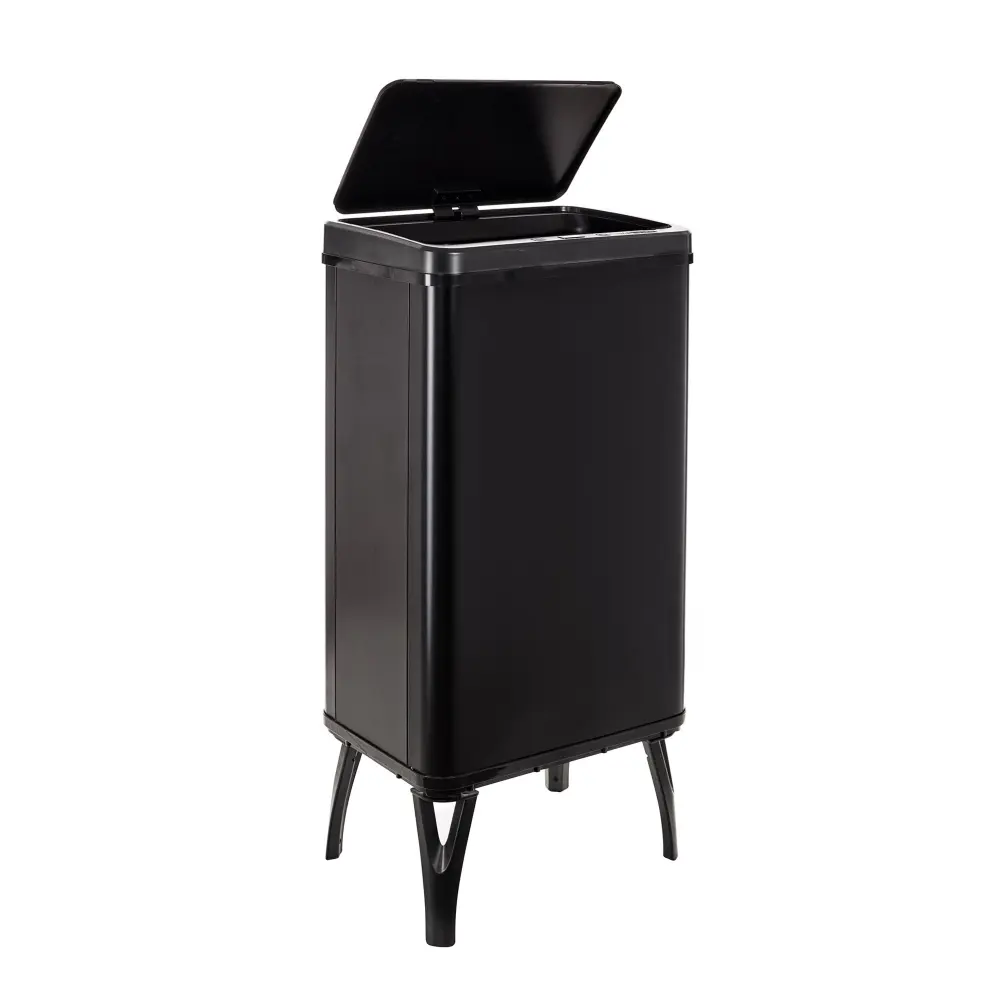 Wellhome cubo de basura negro, 50l con apertura automática y tradicional con Sistema de Pedal