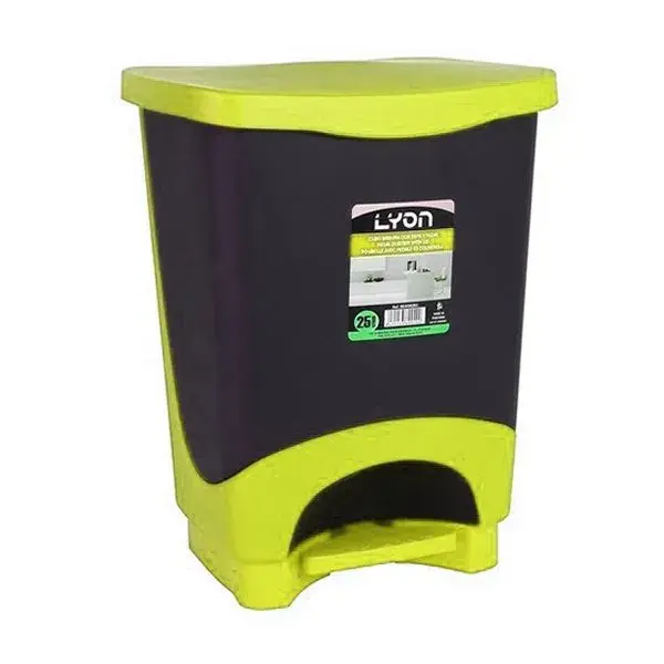 Cubo de basura Lyon c/tapa y pedal 25L verde | Resistente Olores y Manchas