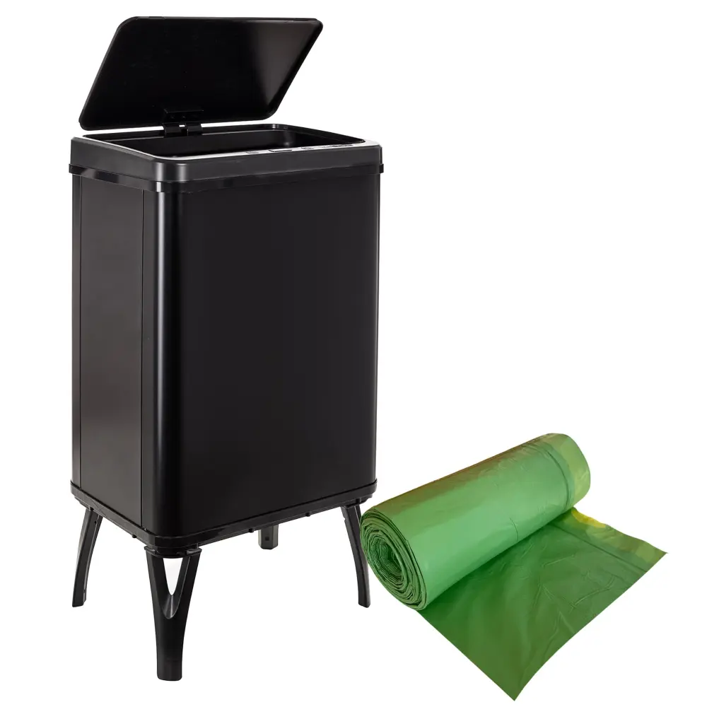 Well home cubo de basura inteligente de 40l, negro + rollo de 30 bolsas con Bolsas Incluidas