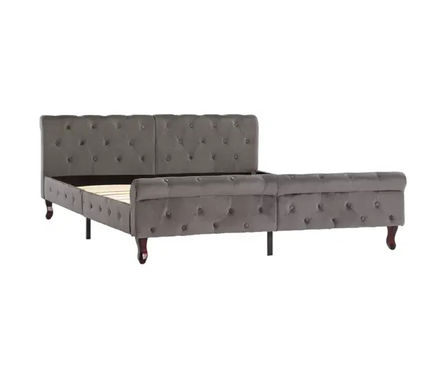 Ultra Suave Algodón Egipcio Estructura de cama de terciopelo gris 160x200 cm