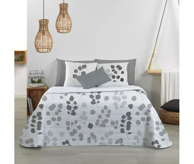 Colcha bouti EUCALIPTO gris 100gr cama de 90 para Decoración de Salón