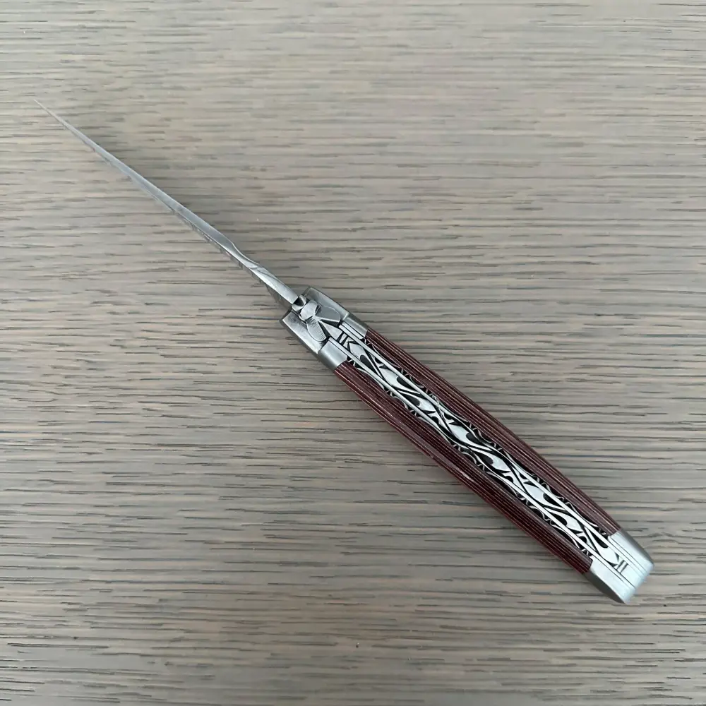Laguiole en Aubrac Handcrafted Luxury Al doble Plates Multipurpose Knife Pakawood Red Handle, 4.75-inches