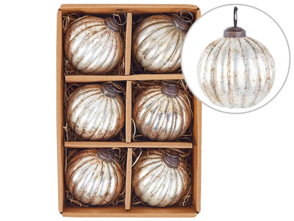 Conjunto de 6 bolas de vidrio plateado IVOIRE