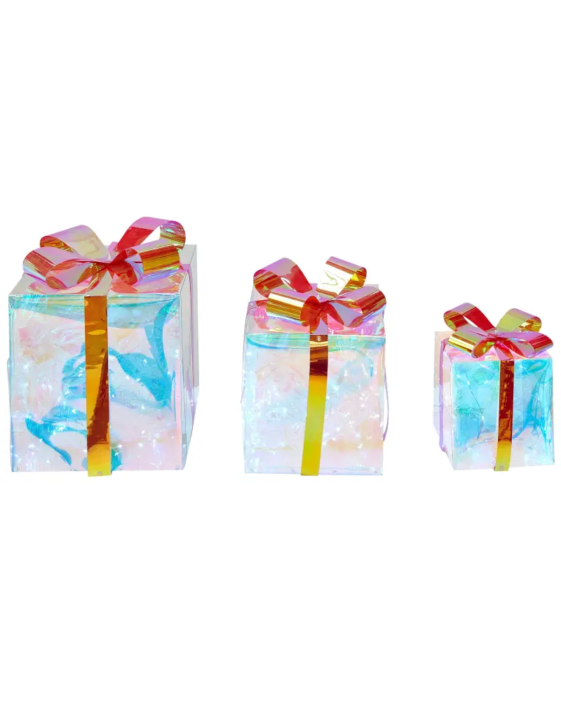 Conjunto de 3 decoraciones LED regalos de Navidad 25 cm multicolor CAPELLA
