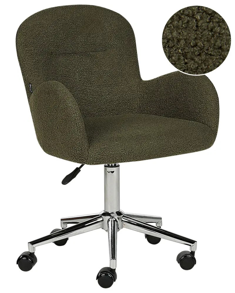 Desk Chair Boucle Dark Green PRIDDY