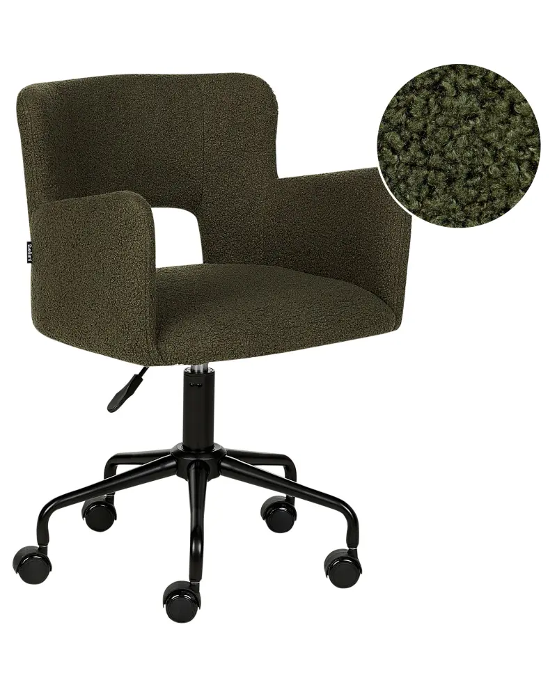 Desk Chair Boucle Dark Green SANILAC
