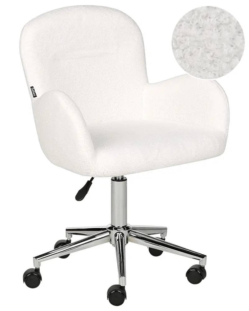 Desk Chair Boucle Off-White PRIDDY