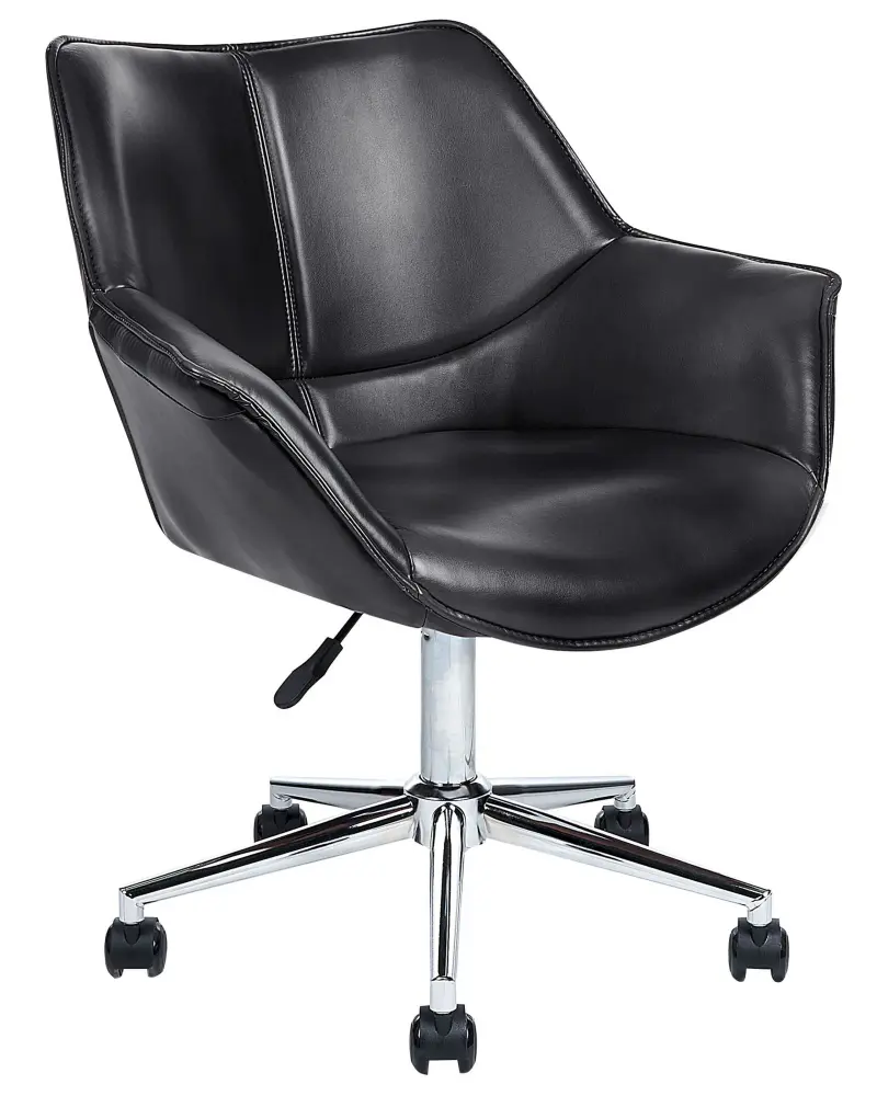 Desk Chair Faux Leather Black NEWDALE