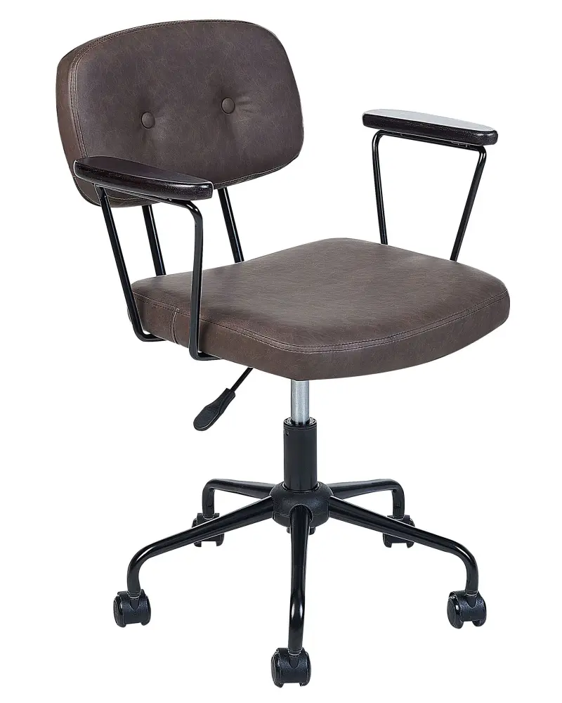 Desk Chair Faux Leather Dark Brown ALGERITA