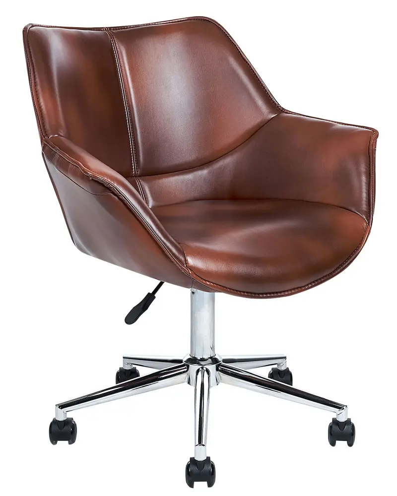 Desk Chair Faux Leather Dark Brown NEWDALE