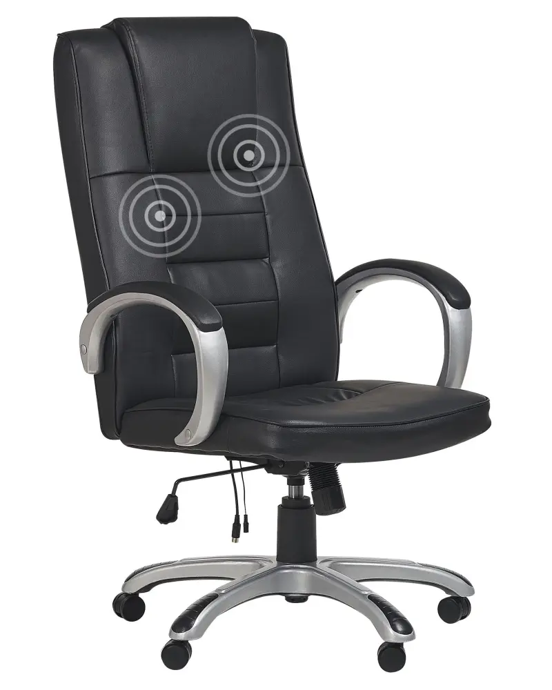 Massage Chair Faux Leather Black GRANDEUR
