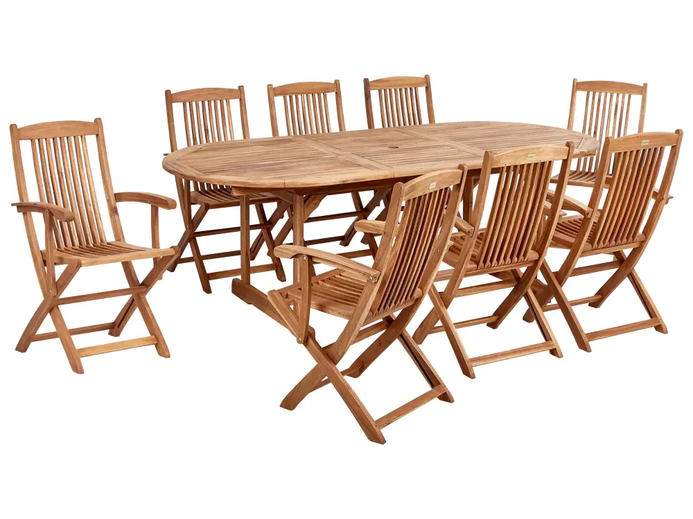 8 Seater Acacia Wood Garden Dining Set Light MAUI II